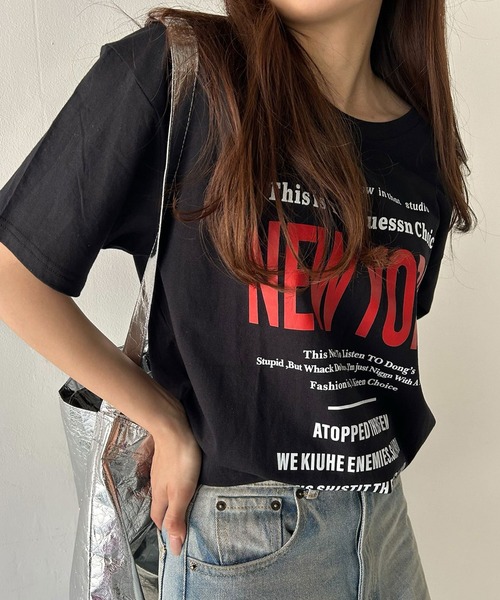 tシャツ ネックリボンタイTシャツ レディース VitaFelice tシャツ 英字ロゴビッグTシャツ レディース