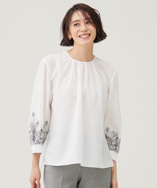 自由区（ジユウク） ブラウス シャツ シアーエンブロイダリープル