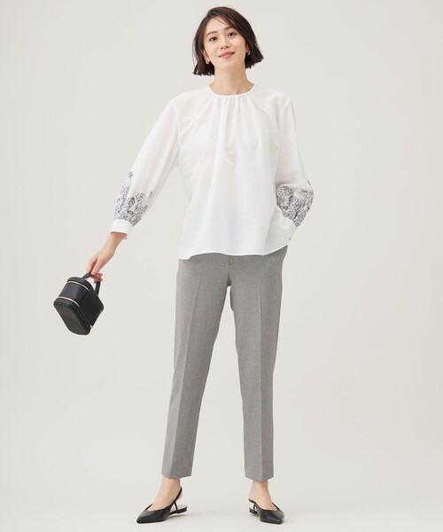 自由区（ジユウク） ブラウス シャツ シアーエンブロイダリープル