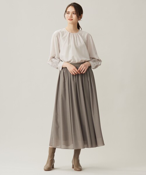 自由区（ジユウク） ブラウス シャツ シアーエンブロイダリープル