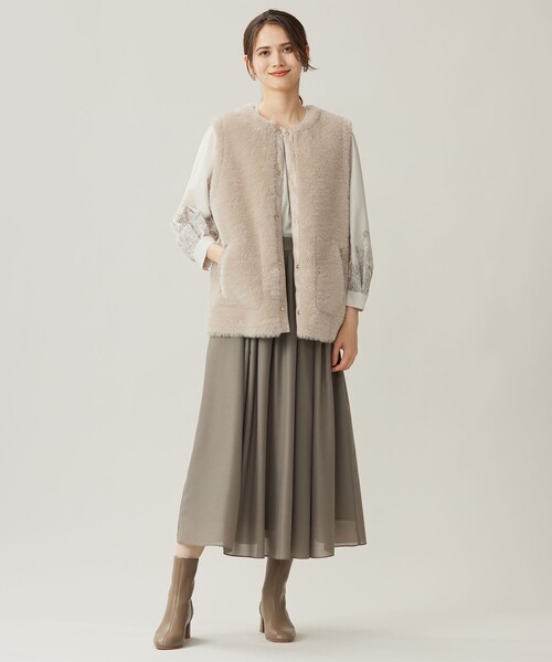 自由区（ジユウク） ブラウス シャツ シアーエンブロイダリープル