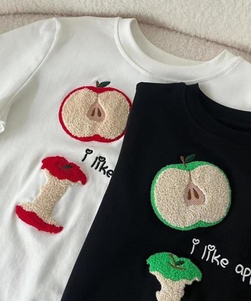 Achic tシャツ リンゴ刺しゅう柄Tシャツ レディース : ZOZOTOWN