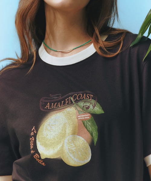 レモンプリント半袖シャツ METROCITY tシャツ 「メトロシティ」レモンプリントTシャツ
