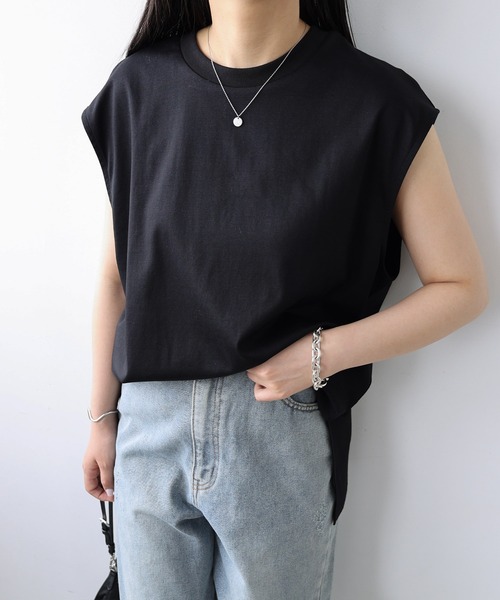 evernavy タンクトップ ノースリーブ シルケットオーバーサイズタンク