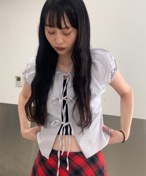 JEANASIS ブラウス シャツ 「ZOZO限定」フロントリボンフレンチ