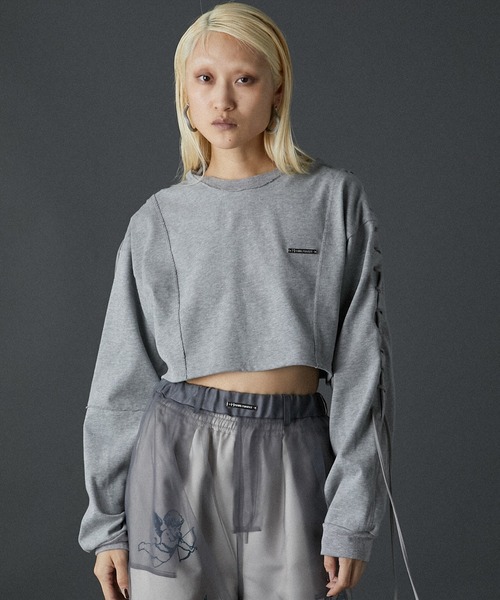 セール】レースアップショートスウェット / Lace-Up Short Top