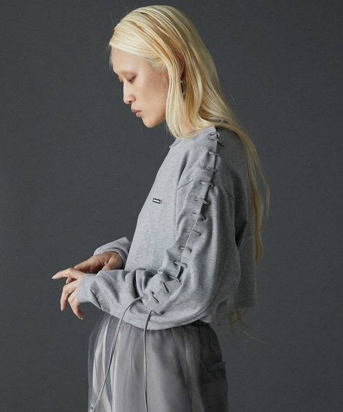 セール】レースアップショートスウェット / Lace-Up Short Top