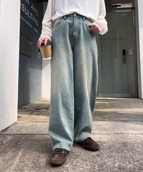 パンツ デニム ジーンズ 「OLIVER」vintagedenimワイドストレート レディース