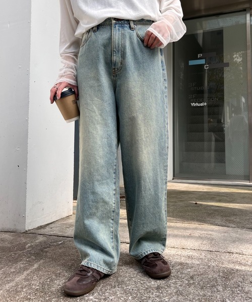 パンツ デニム ジーンズ 「OLIVER」vintagedenimワイドストレート レディース