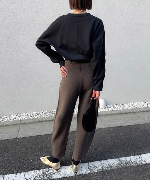 トレーナー スウェット ダンボールニット×裏毛プルオーバー -手洗い可- レディース