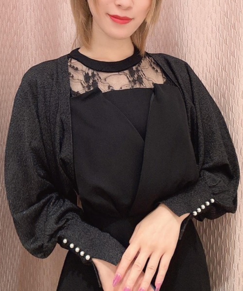 カーディガン 「Cupid Heart」結婚式用！ショート丈ニットボレロ レディース Cupid Heart カーディガン 「Cupid Heart」結婚式用！ショート丈