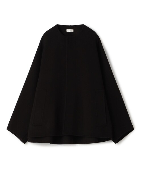 TOMORROWLAND フーディー コート ウール ダブルフェイス ネイビー TOMORROWLAND .B コート アウター ウールダブルフェイス マントコート