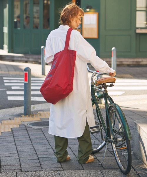 トートバッグ 配色フラワープリント BIGショルダー レディース メンズ