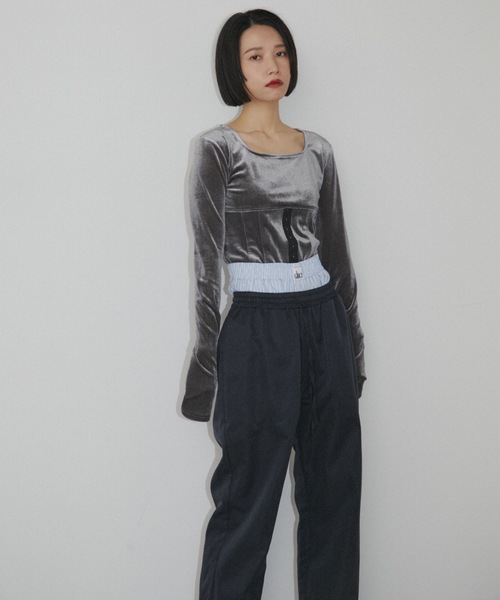 duei（デュイ） tシャツ スクエアネックベロアコルセットトップス