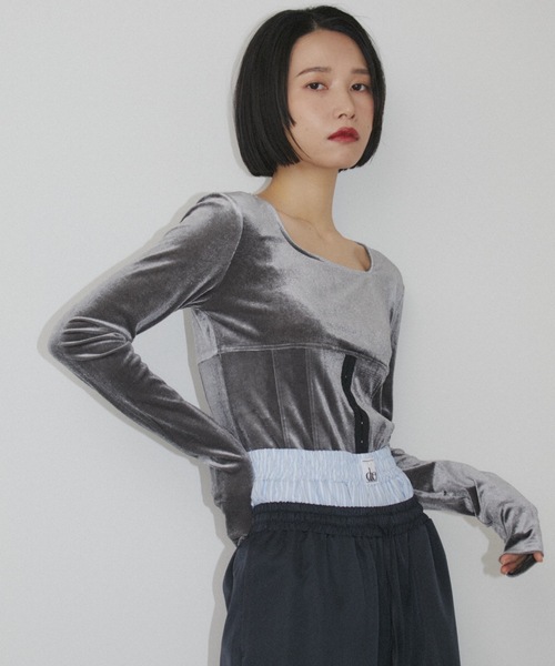 duei（デュイ） tシャツ スクエアネックベロアコルセットトップス