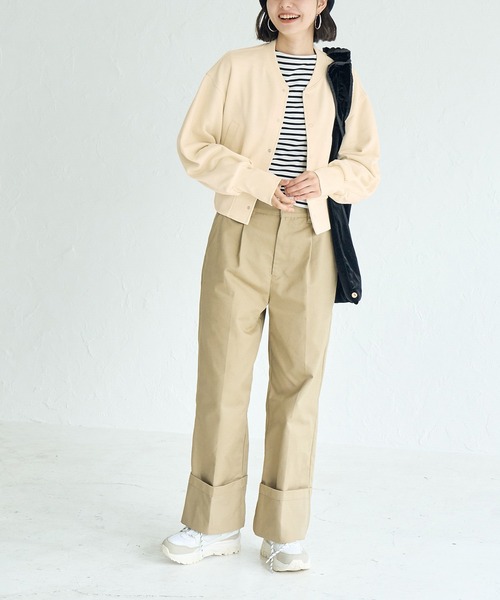 Rope' Picnic - ROPE' PICNIC RCONVERSE 裏毛リブラインスタジャン ROPE' PICNIC（ロペ ピクニック） スタジャン バック刺繍カット