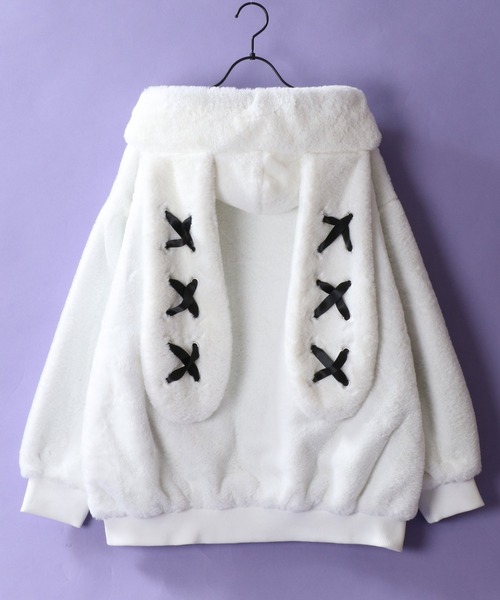 SITRY ブルゾン アウター Rabbit Ears Fur Hoodie/オーバー