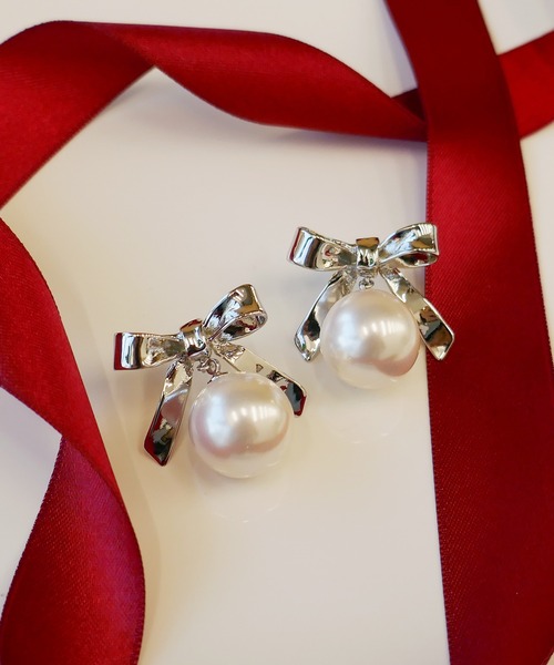 LOVE BY e.m.（ラブバイイーエム） ピアス リボンパールピアス