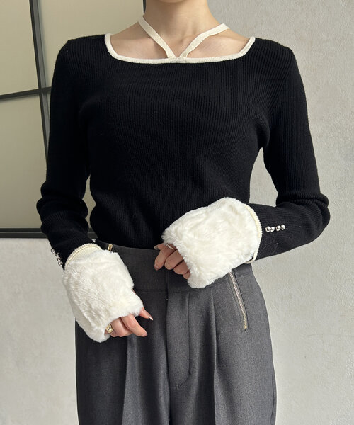 Thevon（ゼヴォン） フェイクラビットファーハンドウォーマー