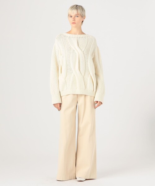 GALERIE VIE ニット ビッグケーブル ボートネックプルオーバー 