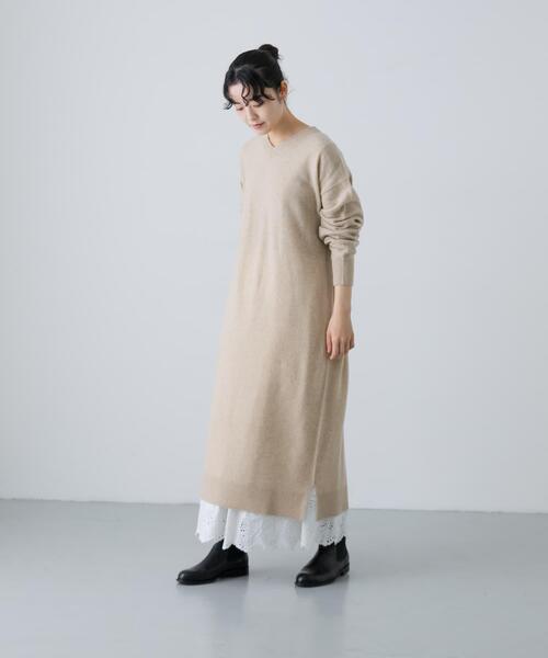 かぐれ ワンピース Vネックウールニットワンピース : ZOZOTOWN Yahoo