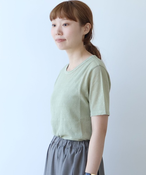 tシャツ hana×mesh ジャガード 半袖プルオーバー レディース