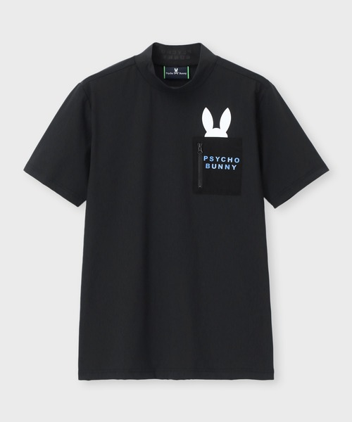 Psycho Bunny tシャツ 「GOLF」 ポケットバニー モックネックT