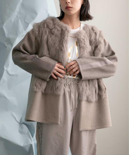 Eimee Law（エイミーロウ） ノーカラージャケット 38 ブラウン