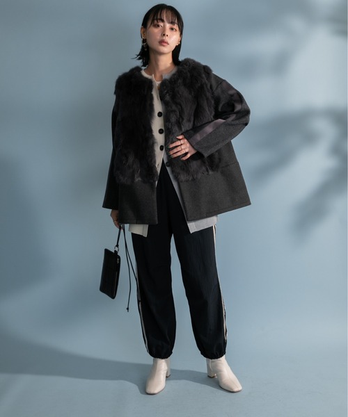 Eimee Law（エイミーロウ） ノーカラージャケット 38 ブラウン