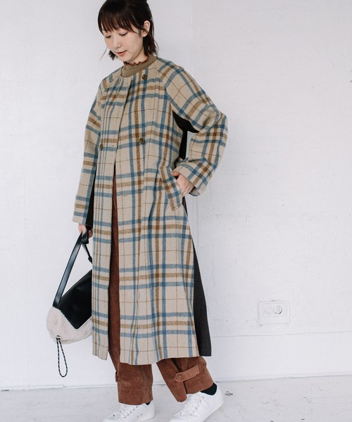 「POU DOU DOU」 ノーカラーコート 3 ベージュ レディース_画像2