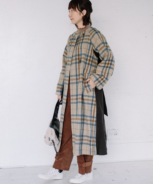 「POU DOU DOU」 ノーカラーコート 3 ベージュ レディース_画像3