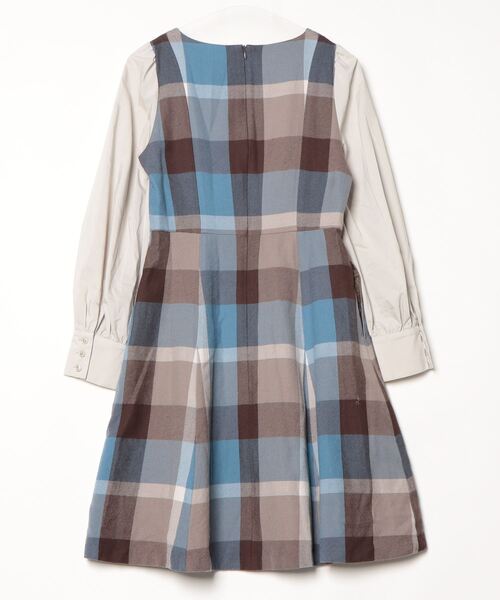 ブルーレーベル クエストブリッジ チェック袖 ロングワンピース 38 ブルーレーベル・クレストブリッジ チェック ロングワンピース - メルカリ