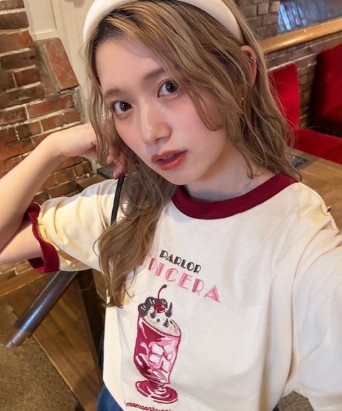 tシャツ PARLOR刺しゅうリンガーTEE レディース