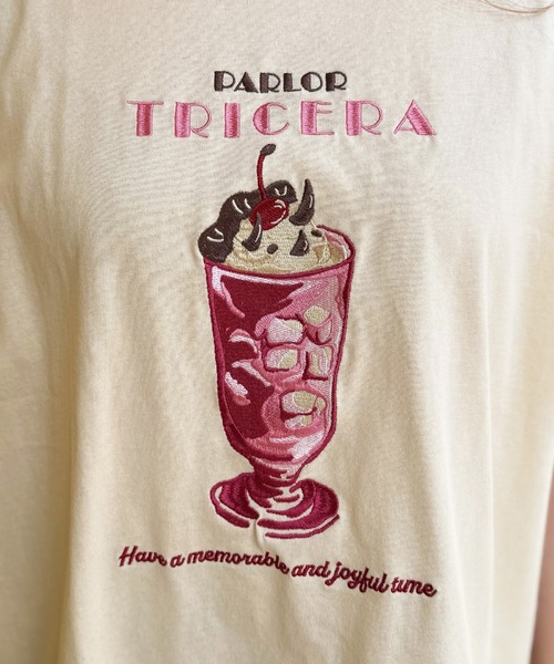 tシャツ PARLOR刺しゅうリンガーTEE レディース DOUBLE NAME tシャツ PARLOR刺しゅうリンガーTEE レディース