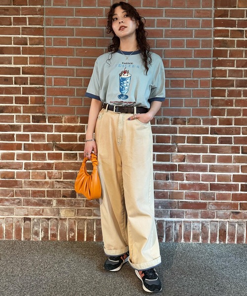 希少！限定！M！ホワイト！バスブリゲード×デプス ダブルネーム ロゴ Tシャツ DOUBLE NAME（ダブルネーム） tシャツ 半袖 PARLOR刺しゅうリンガーTEE