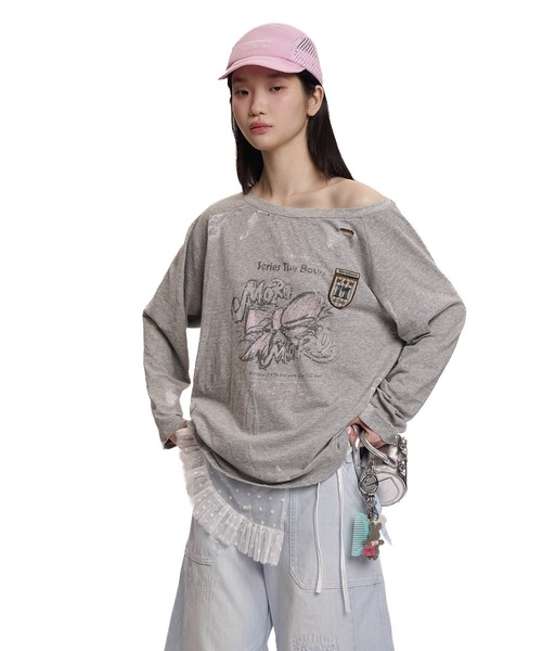 tシャツ ワンショルダーリボントップス CT0332「Moromoro2」「2025SS」 レディース