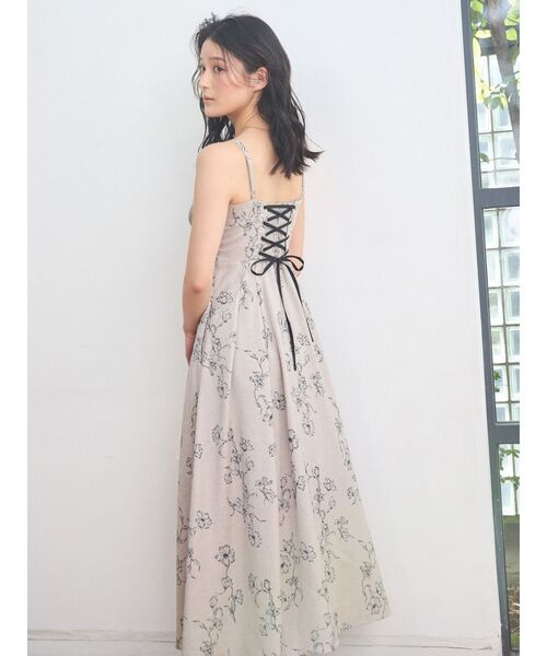 MERCURYDUO ワンピース リネンライクバックレースアップキャミ