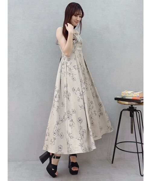 リネンライクバックレースアップキャミワンピース MERCURYDUO ワンピース リネンライクバックレースアップキャミ