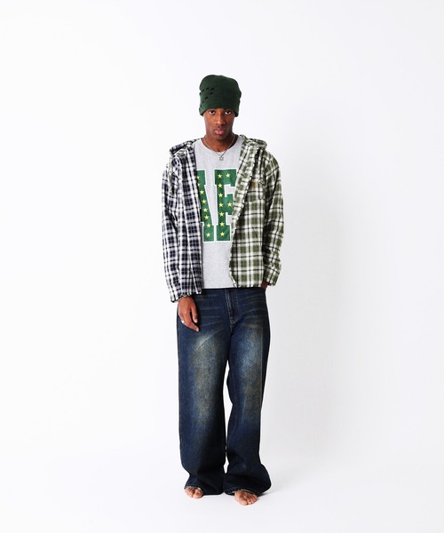 希少　AFB HOODED SHIRTS ネイビー/グリーン AFB（エーエフビー） シャツ HOODED SHIRTS メンズ : ZOZOTOWN Yahoo