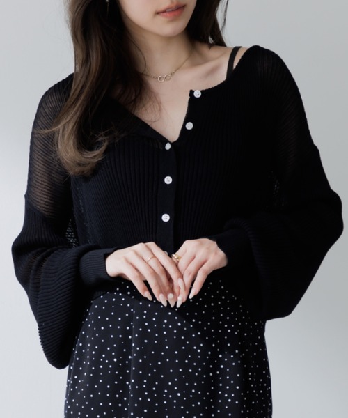 カーディガン SHEER カーディガン トップス レディース カーディガン cropped sheer cardigan（クロップドシアー