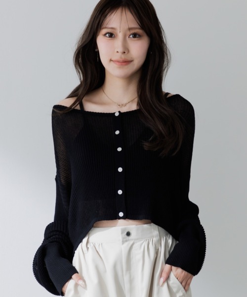 cropped sheer cardigan(クロップドシアーカーディガン) カーディガン cropped sheer cardigan(クロップドシアー