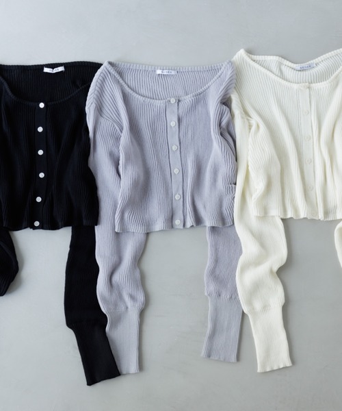 カーディガン SHEER CARDIGAN レディース カーディガン cropped sheer cardigan（クロップドシアー
