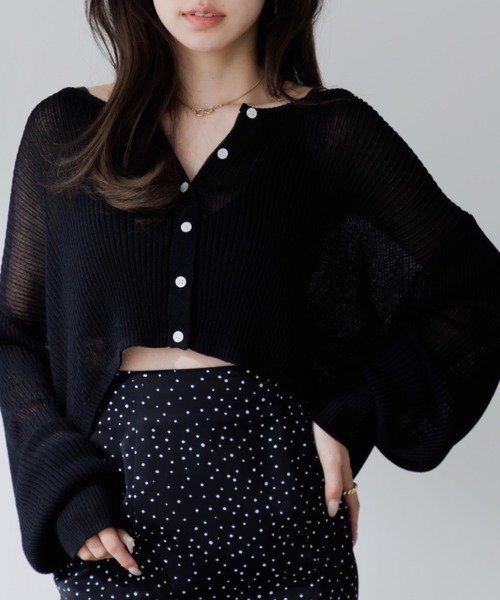 カーディガン cropped sheer cardigan（クロップドシアー