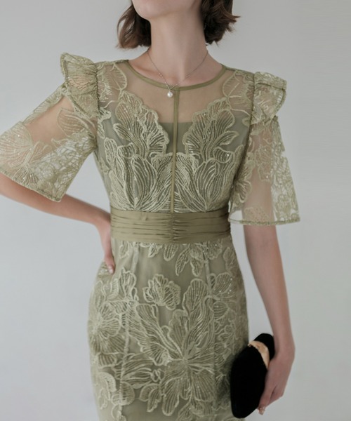 Leja（レジャ） ドレス 「LEJA」フラワーレースシアーフリルマーメイド