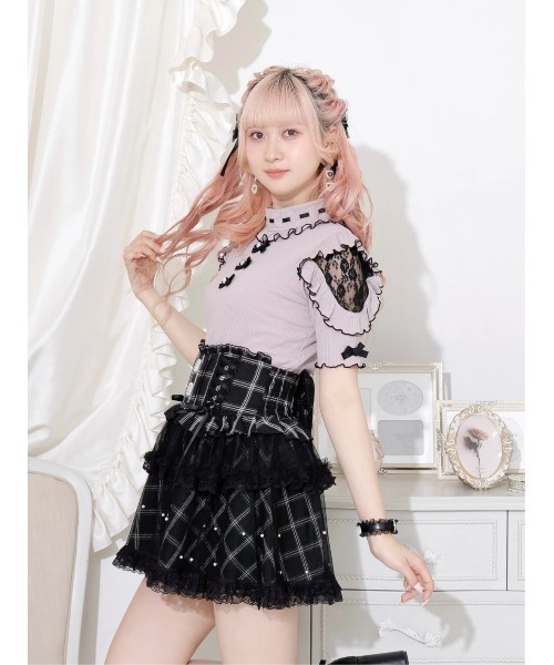 NOEMIE tシャツ キラキラリボンオープンショルダープチハイ
