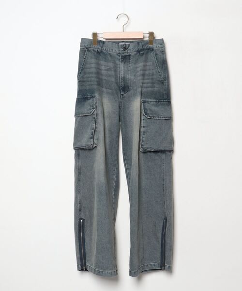 Adrer デニムブルー カーゴパンツ 多ポケット ADRER 「ADRER」 加工デニムパンツ M ブルー メンズ : ZOZOTOWN