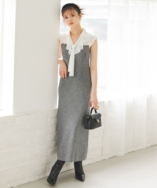 SNIDEL ワンピース Sustainableフリルカラードッキング