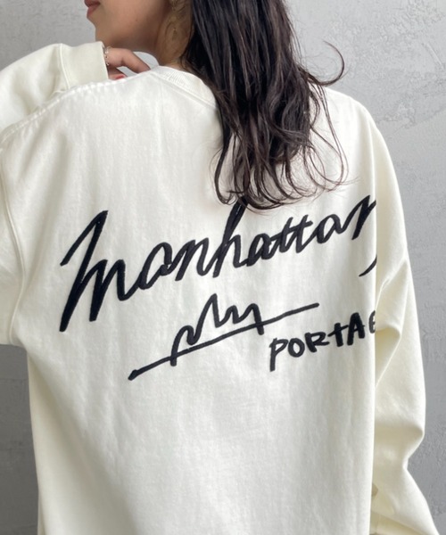 tシャツ 「WEB先行予約」「MANHATTAN PORTAGE/マンハッタンポーテージ」 別注 手書き風バックプリント ロングスリーブTシャツ レデ