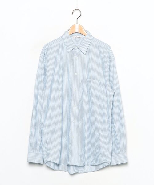 AURALEE ブルー　長袖シャツ AURALEE 「AURALEE」 長袖シャツ 4 ブルー メンズ : ZOZOTOWN