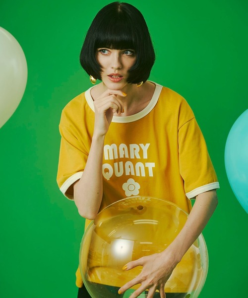 tシャツ 「イエローカラー/S・LサイズROSE BUD別注」(MARY QUANT)RINGER TSHIRT レディース